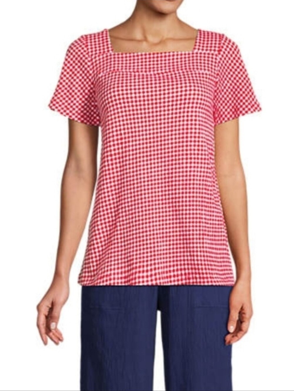 Lands' End Gingham Tunic Top